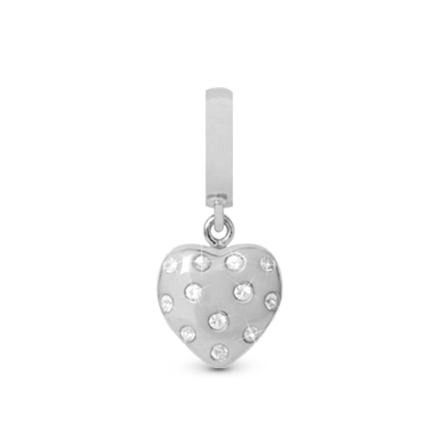 Million Heart Drop Earring Charm 6 mm for Bracelet - Polished Sterling Silver with 12 Safir
