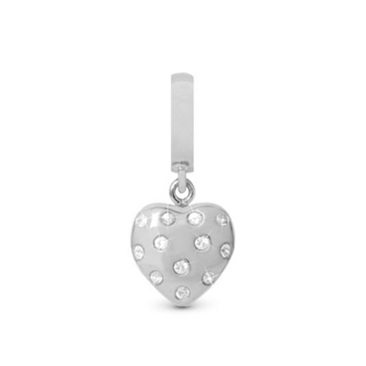 Million Heart Drop Earring Charm 6 mm for Bracelet - Polished Sterling Silver with 12 Safir