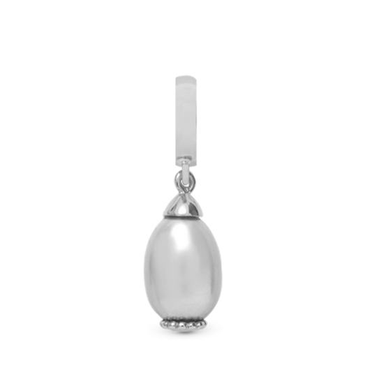 Grey Pearl Drop Earring Charm 6 mm for Bracelet - Sterling Silver
