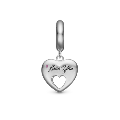 Mother Hænger Charm 6 mm Til Armbånd - Blankpoleret Sterling Sølv m. 1 Turmalin