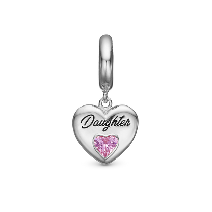 Daughter Hænger Charm 6 mm Til Armbånd - Blankpoleret Sterling Sølv m. 1 Turmalin