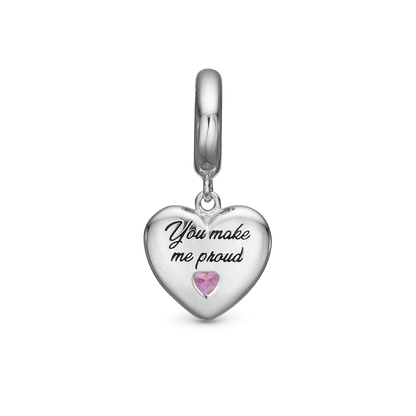 Daughter Hænger Charm 6 mm Til Armbånd - Blankpoleret Sterling Sølv m. 1 Turmalin