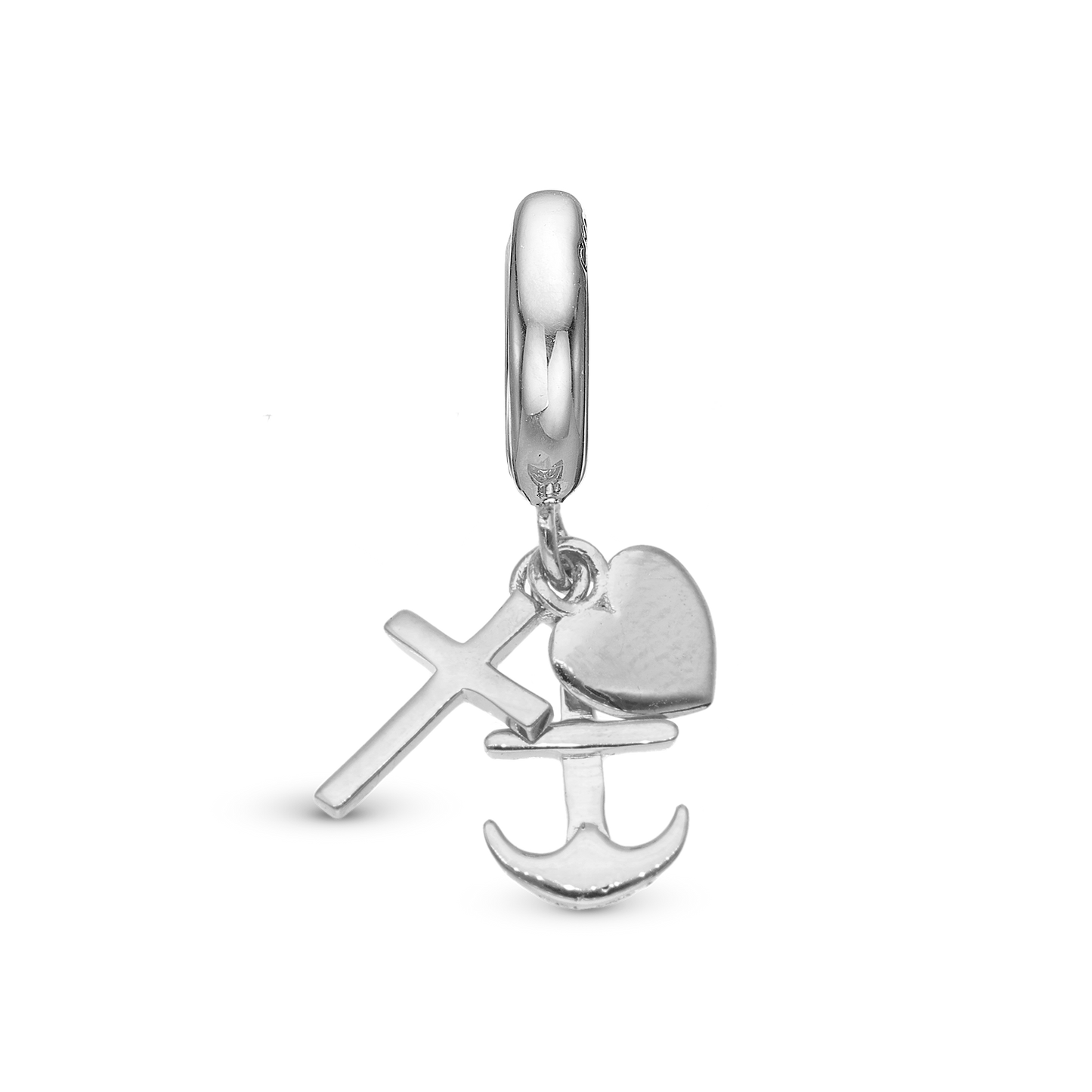 Faith Hope and Love Drop Earring Charm 6 mm for Bracelet - Polished Sterling Silver