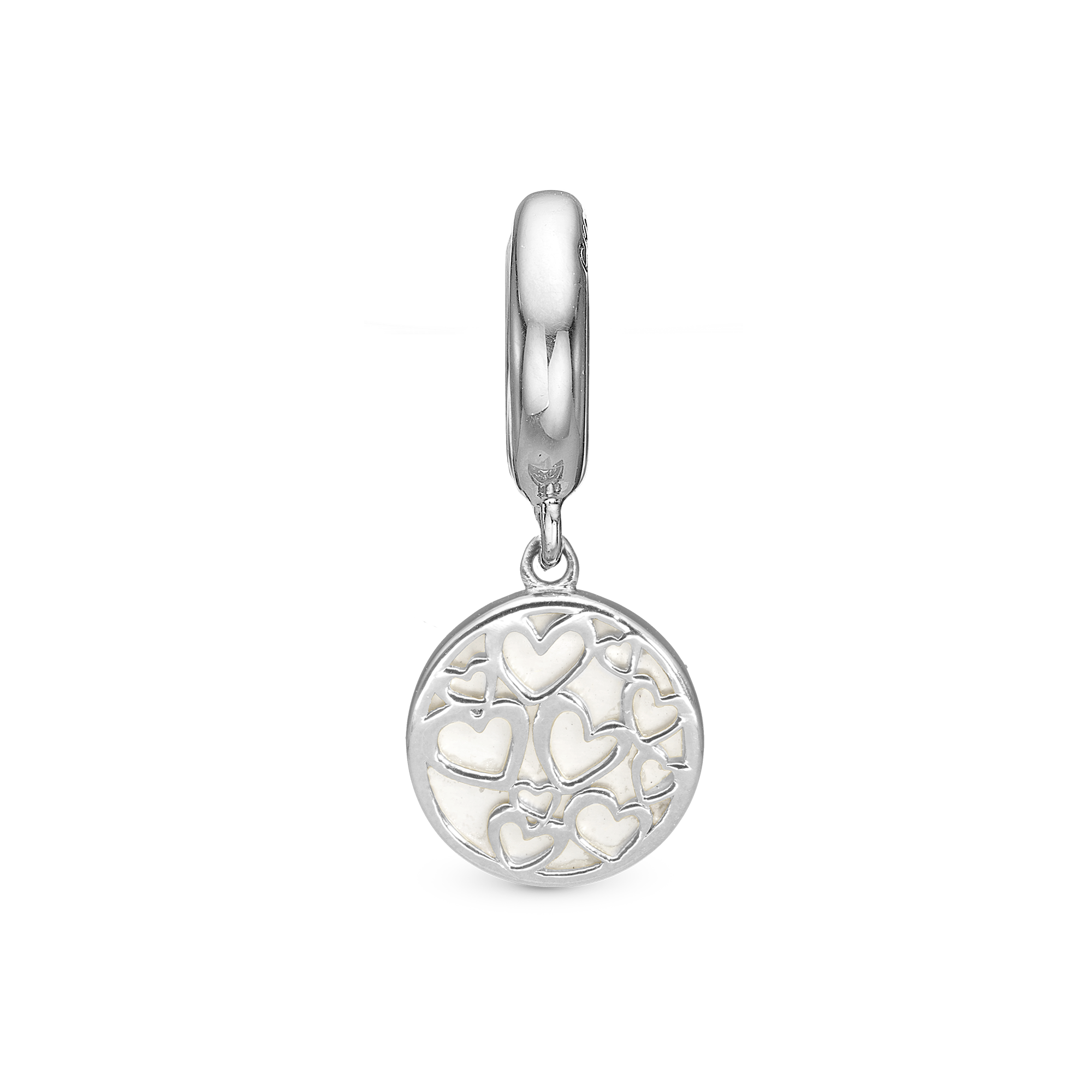 Magic Hearts Drop Charm 6 mm for Leather Bracelet - Polished Sterling Silver with PerleMum