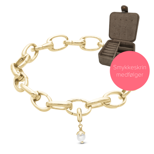 chunky link Bracelet i Gold Plated med charm