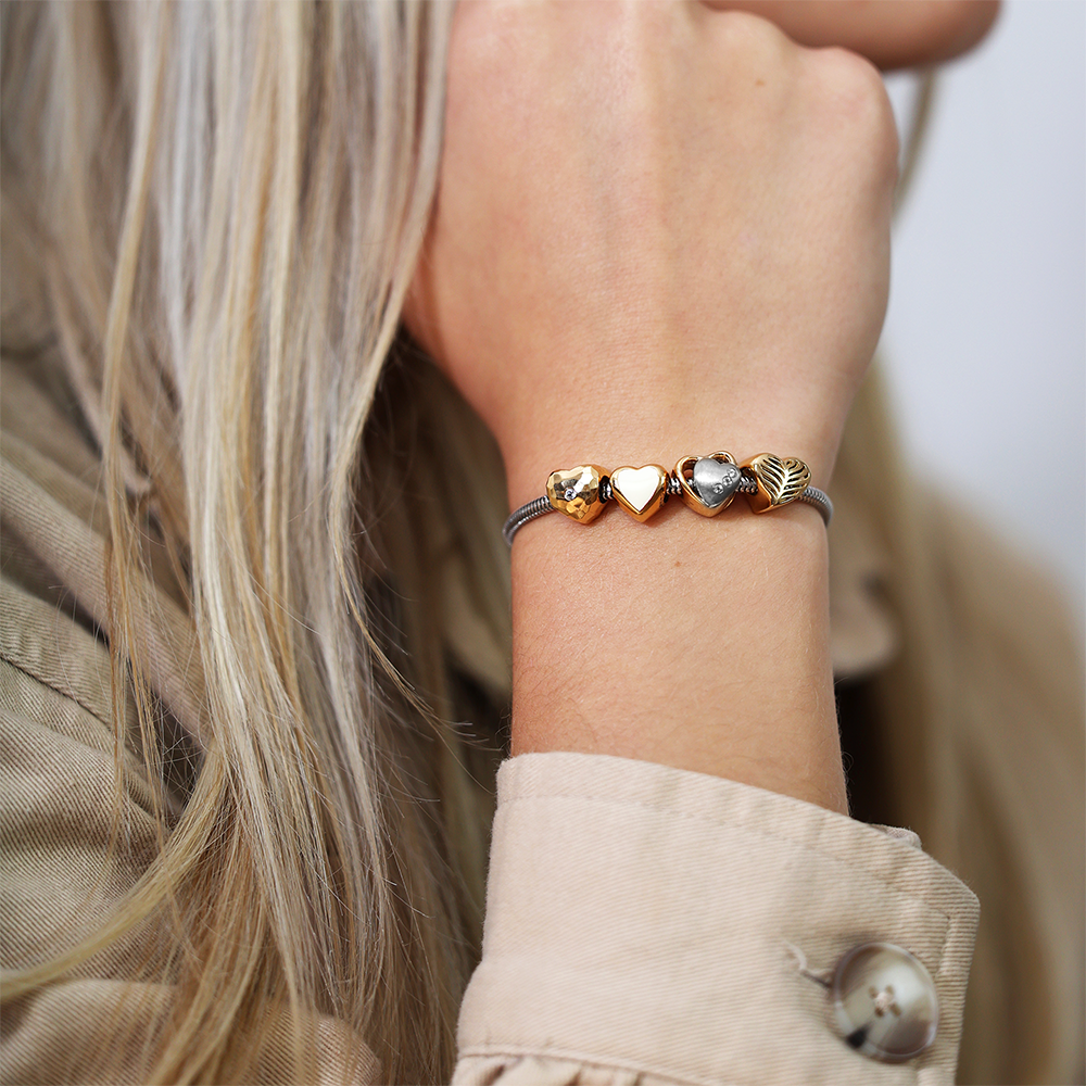 2-Hearts Charms with sølvBracelet - CHRISTINA