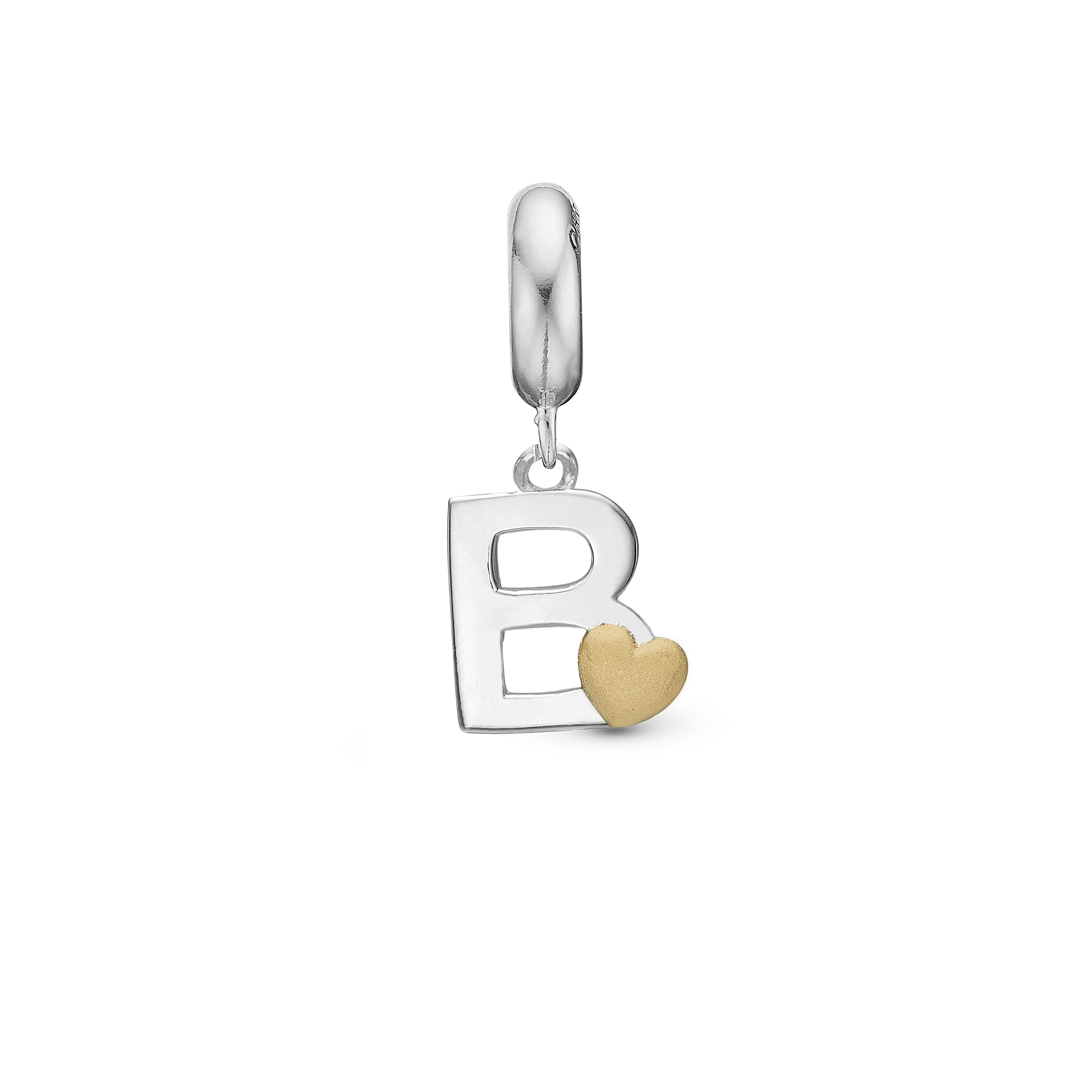 Letter B - Drop Charm 4 mm for Bracelet - Polished Bicolor