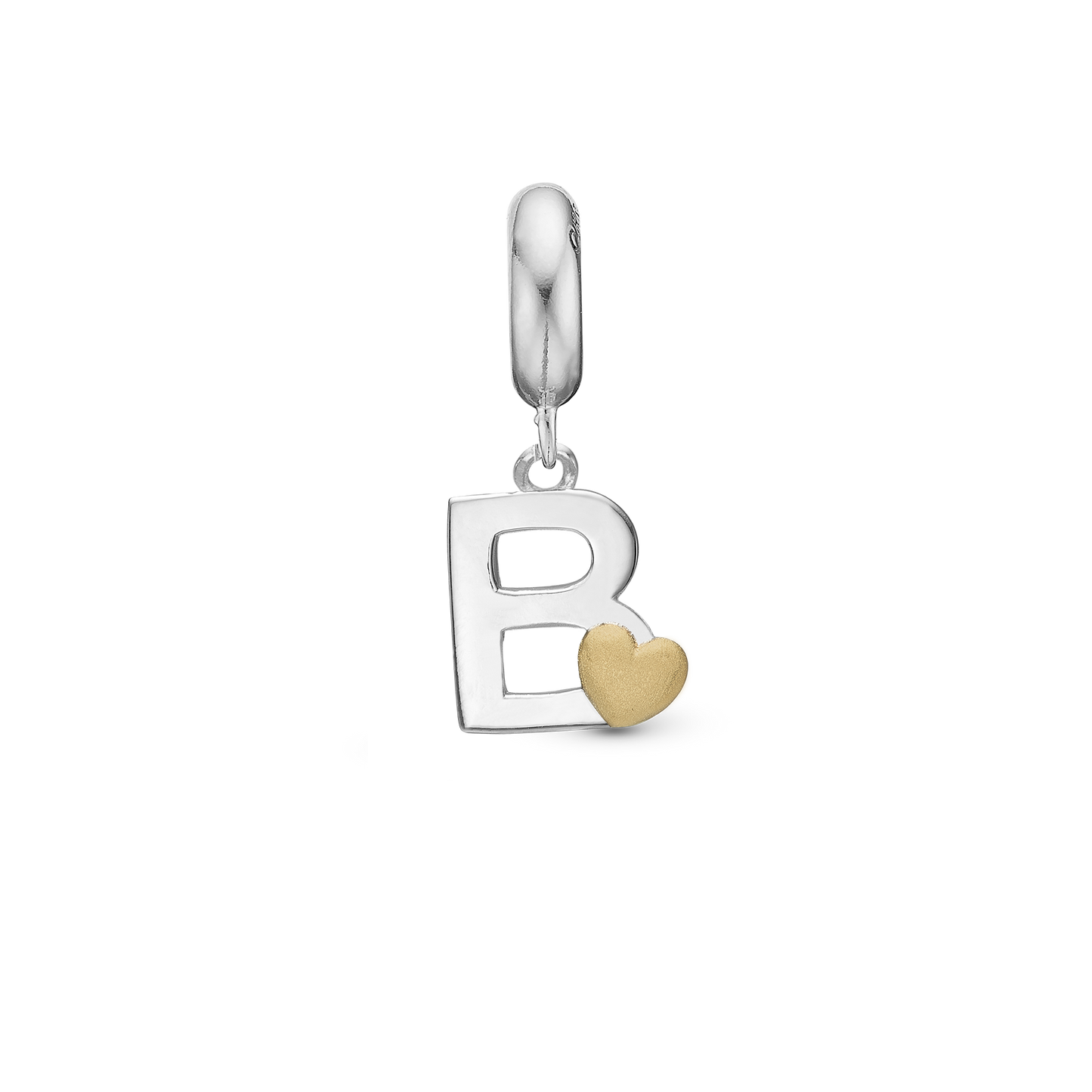 Letter B - Drop Earring Charm 4 mm for Bracelet - Polished Bicolor