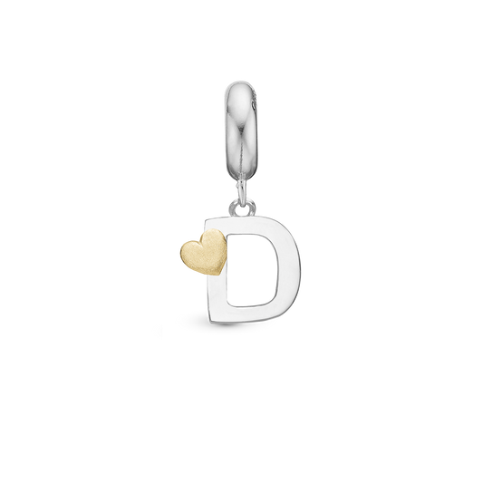 Letter D - Drop Earring Charm 4 mm for Bracelet - Polished Bicolor