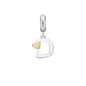 Letter D - Drop Earring Charm 4 mm for Bracelet - Polished Bicolor