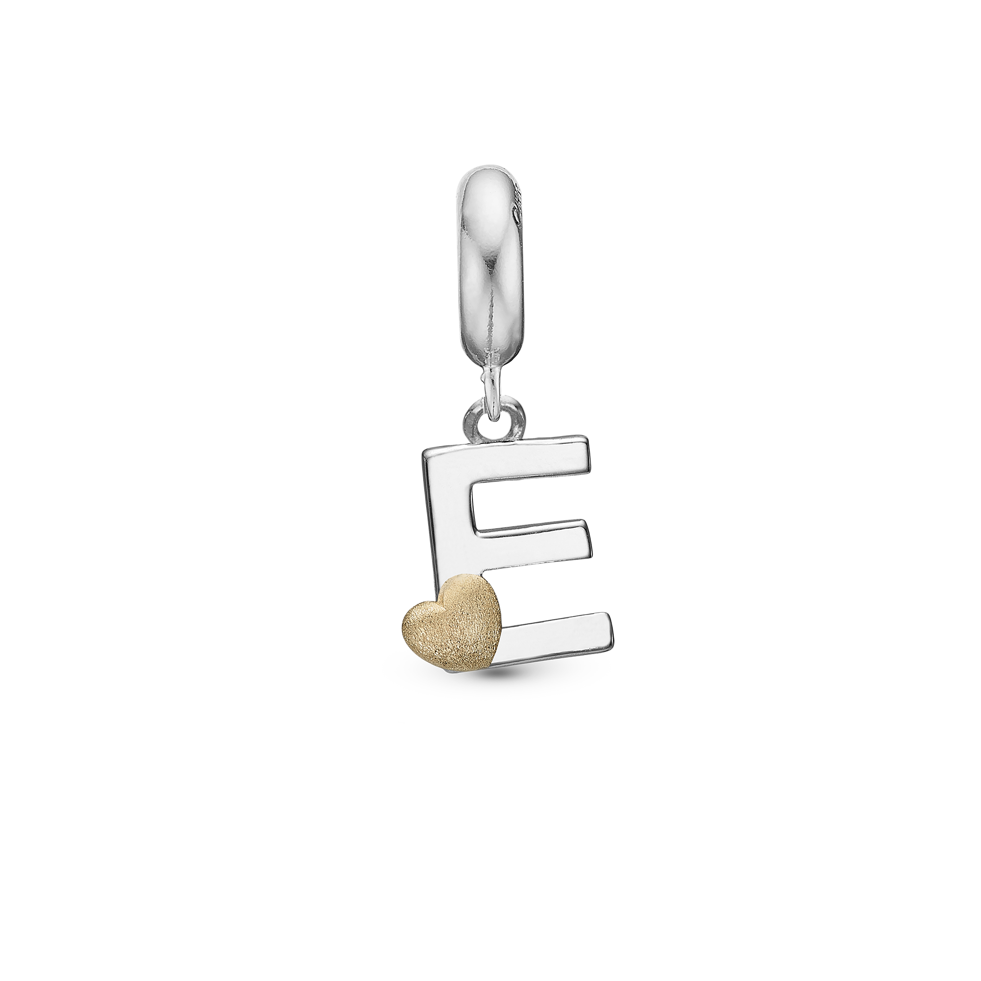 Letter E - Drop Charm 4 mm for Bracelet - Polished Bicolor