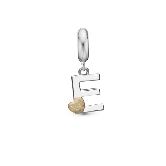Letter E - Drop Earring Charm 4 mm for Bracelet - Polished Bicolor