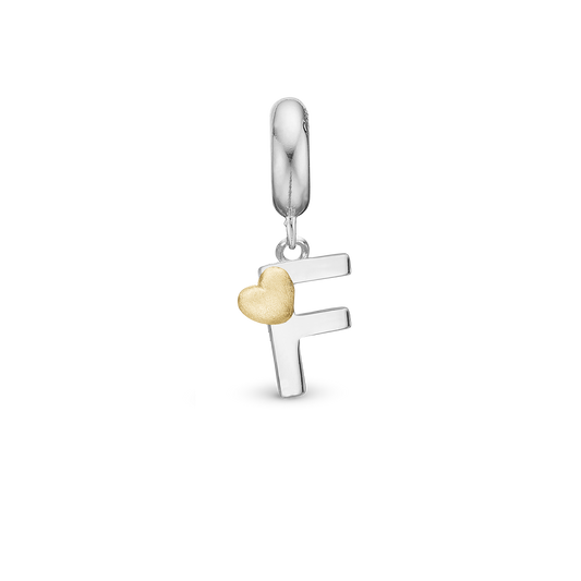 Letter F - Drop Earring Charm 4 mm for Bracelet - Polished Bicolor