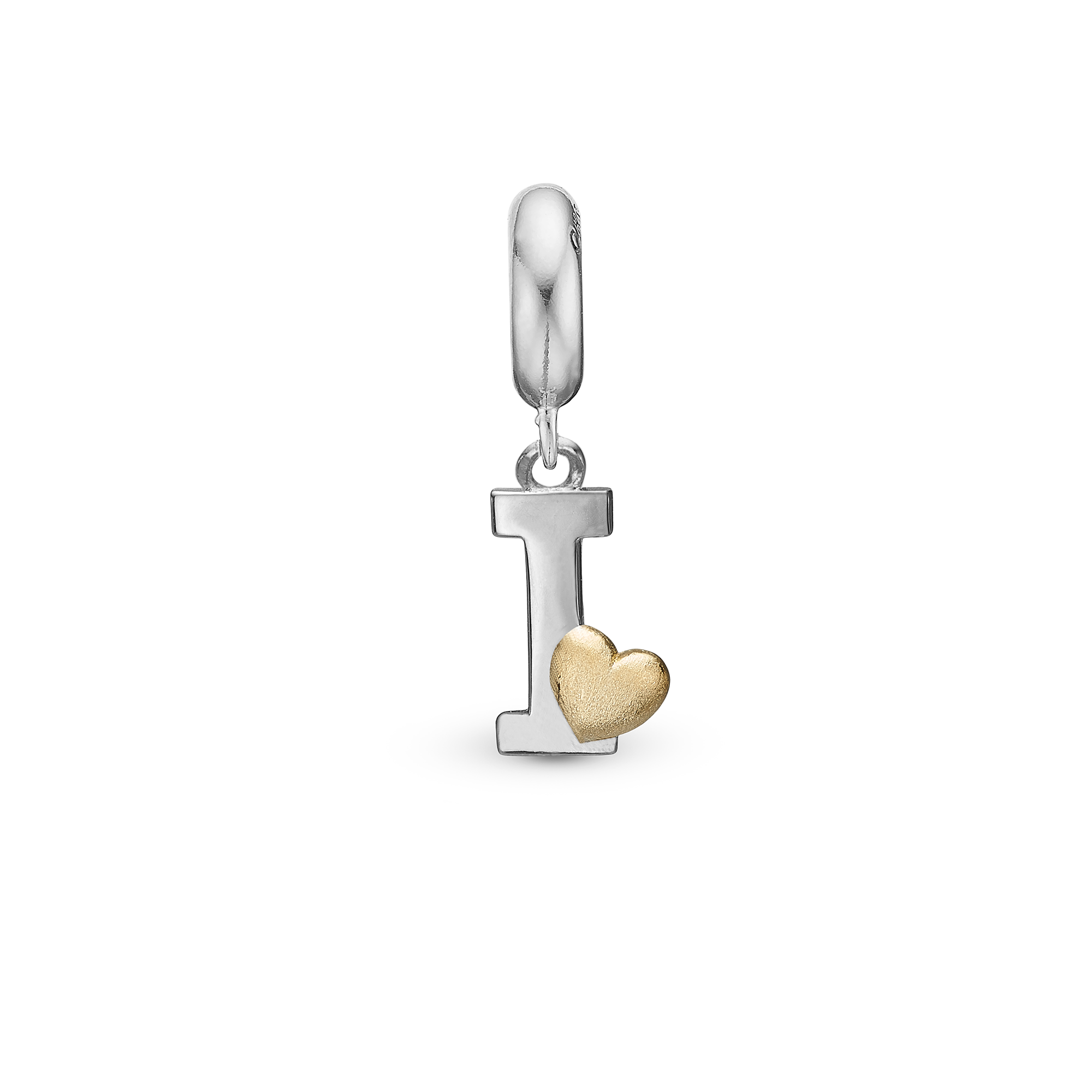Letter in - Drop Charm 4 mm for Bracelet - Polished Bicolor