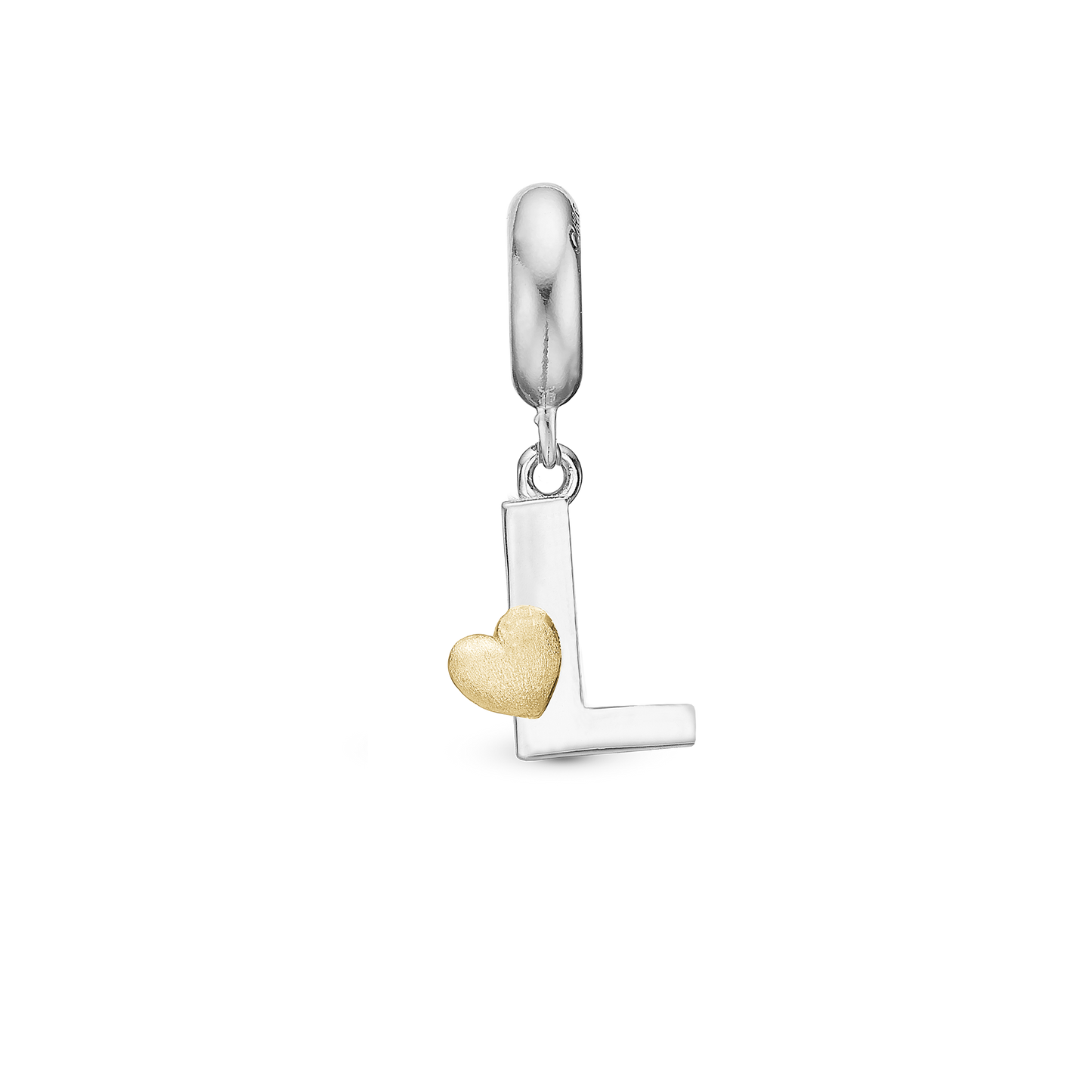 Letter L - Drop Earring Charm 4 mm for Bracelet - Polished Bicolor