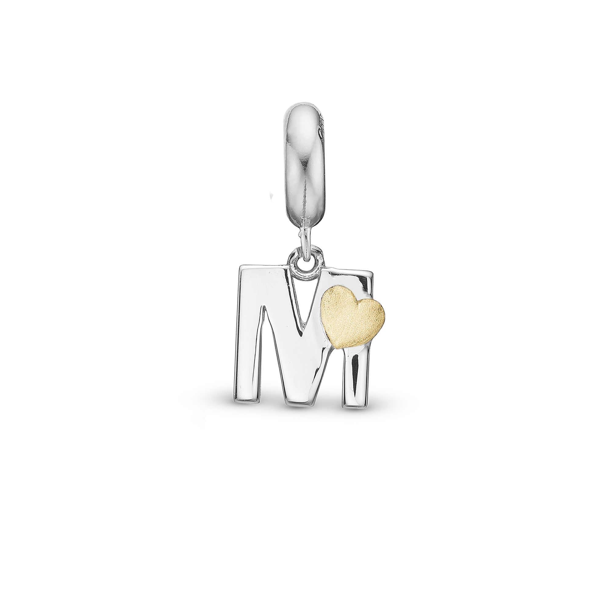 Letter M - Drop Charm 4 mm for Bracelet - Polished Bicolor