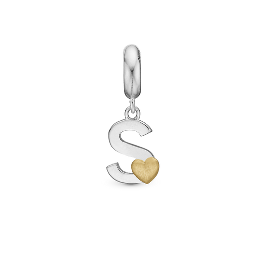 Letter S - Drop Earring Charm 4 mm for Bracelet - Polished Bicolor