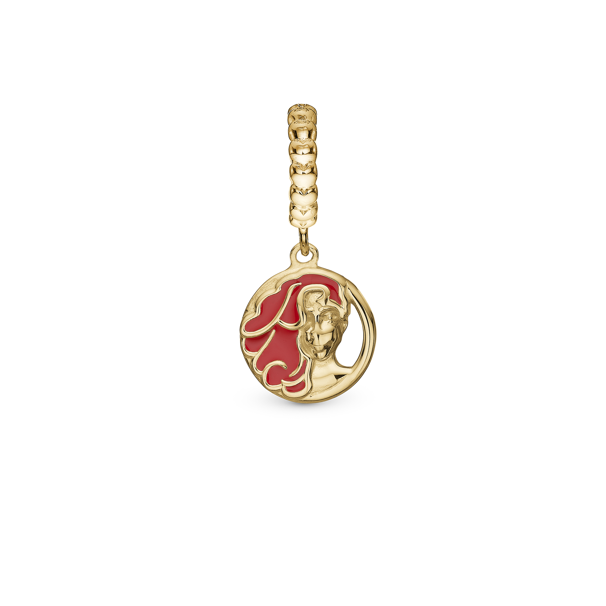 Redt hår - Drop Charm 4 mm for Bracelet - Gold Plated Sterling Silver