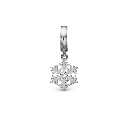 Julecharm Snefnug - Drop Earring Charm 4 mm for Bracelet - Polished Sterling Silver with 1 Topas