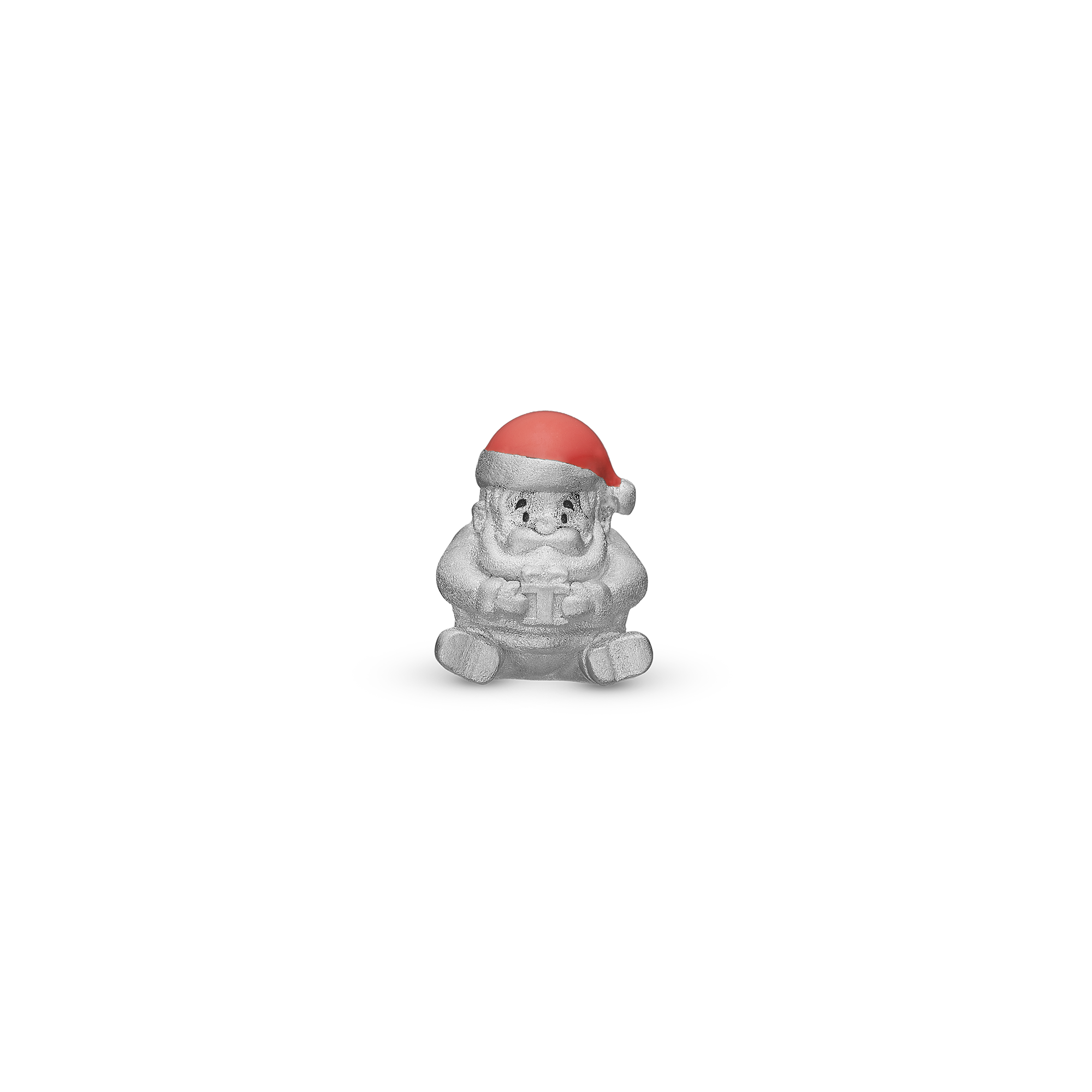 Christmas Charm Santa - Charm 4 mm with Bracelet - Brushed Sterling Silver