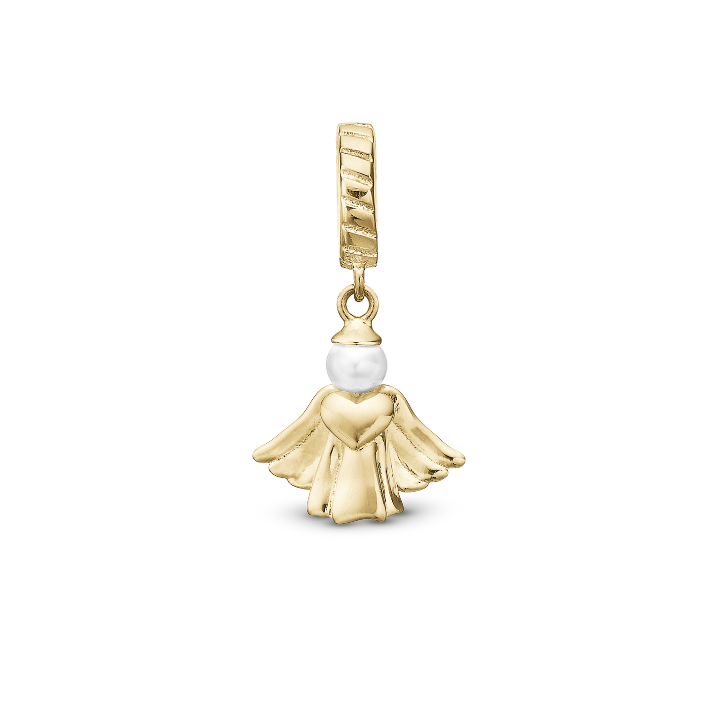 Heavenly Angel - Drop Earring Charm 4 mm for Bracelet - Polished Gold Plated Sterling Silver with 1 Ferskvandsperle