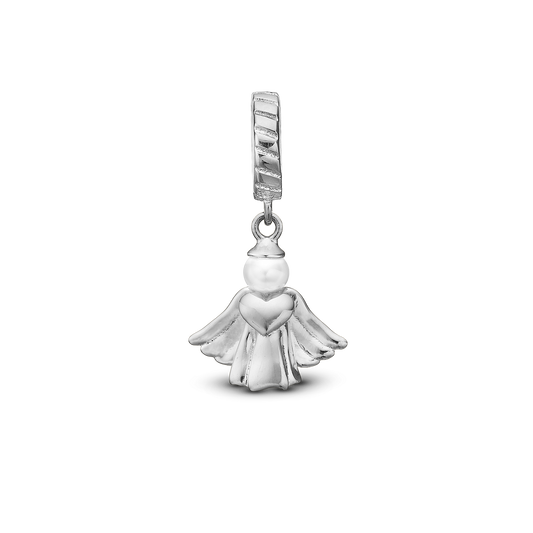 Heavenly Angel - Drop Earring Charm 4 mm for Bracelet - Polished Sterling Silver with 1 Ferskvandsperle