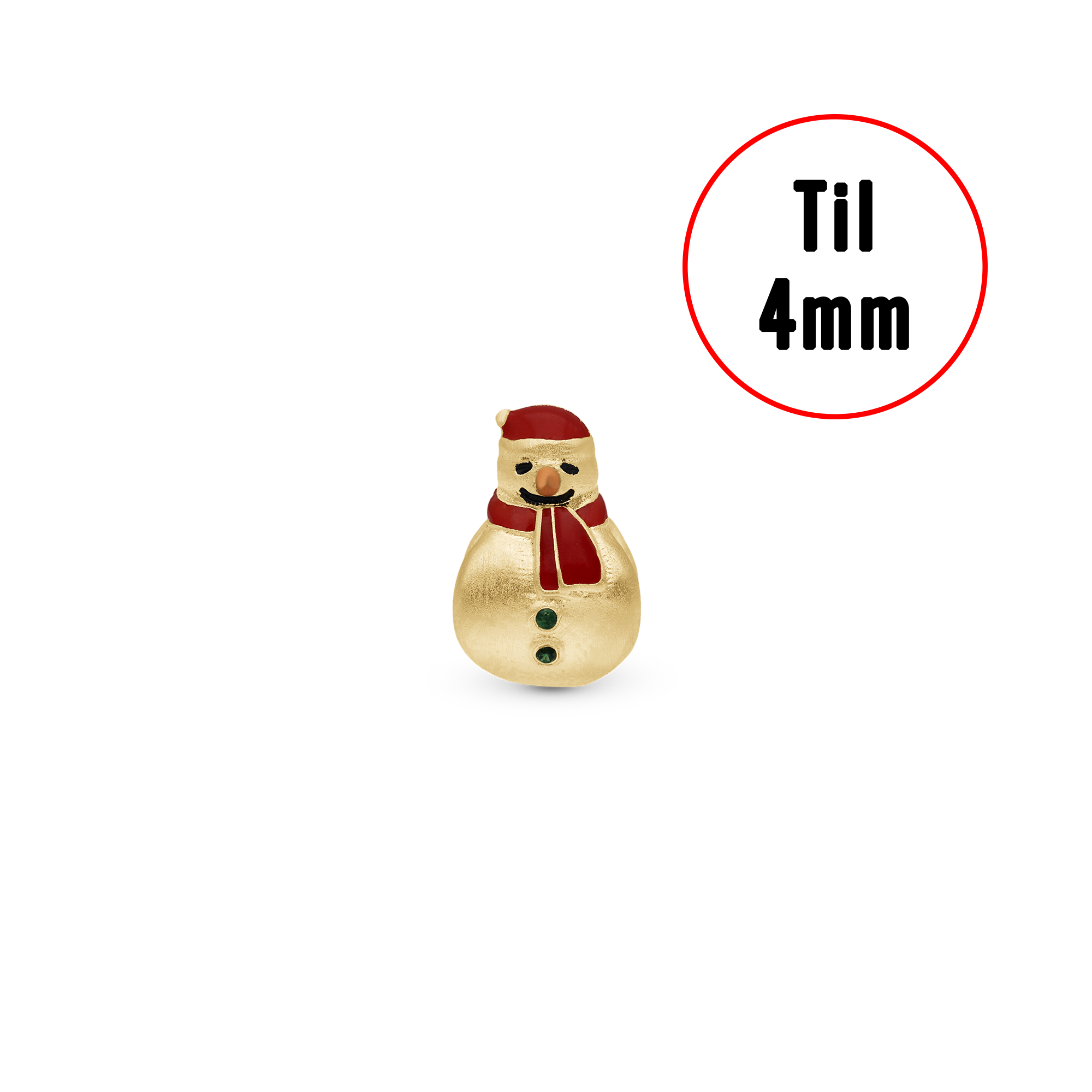 Christmas Charm Snemand - Charm 4 mm with Bracelet - Gold-Plated Sterling Silver