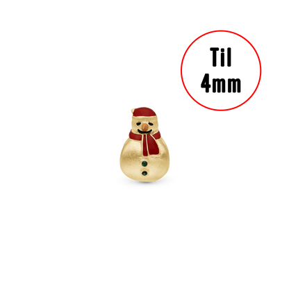 Christmas Charm Snemand - Charm 4 mm with Bracelet - Gold-Plated Sterling Silver