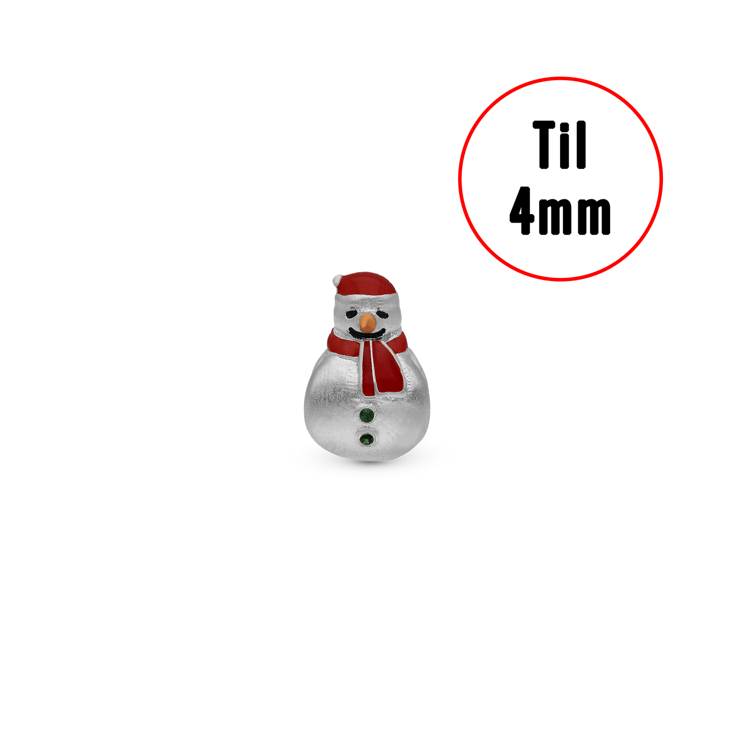 Christmas Charm Snemand - Charm 4 mm with Bracelet - Sterling Silver