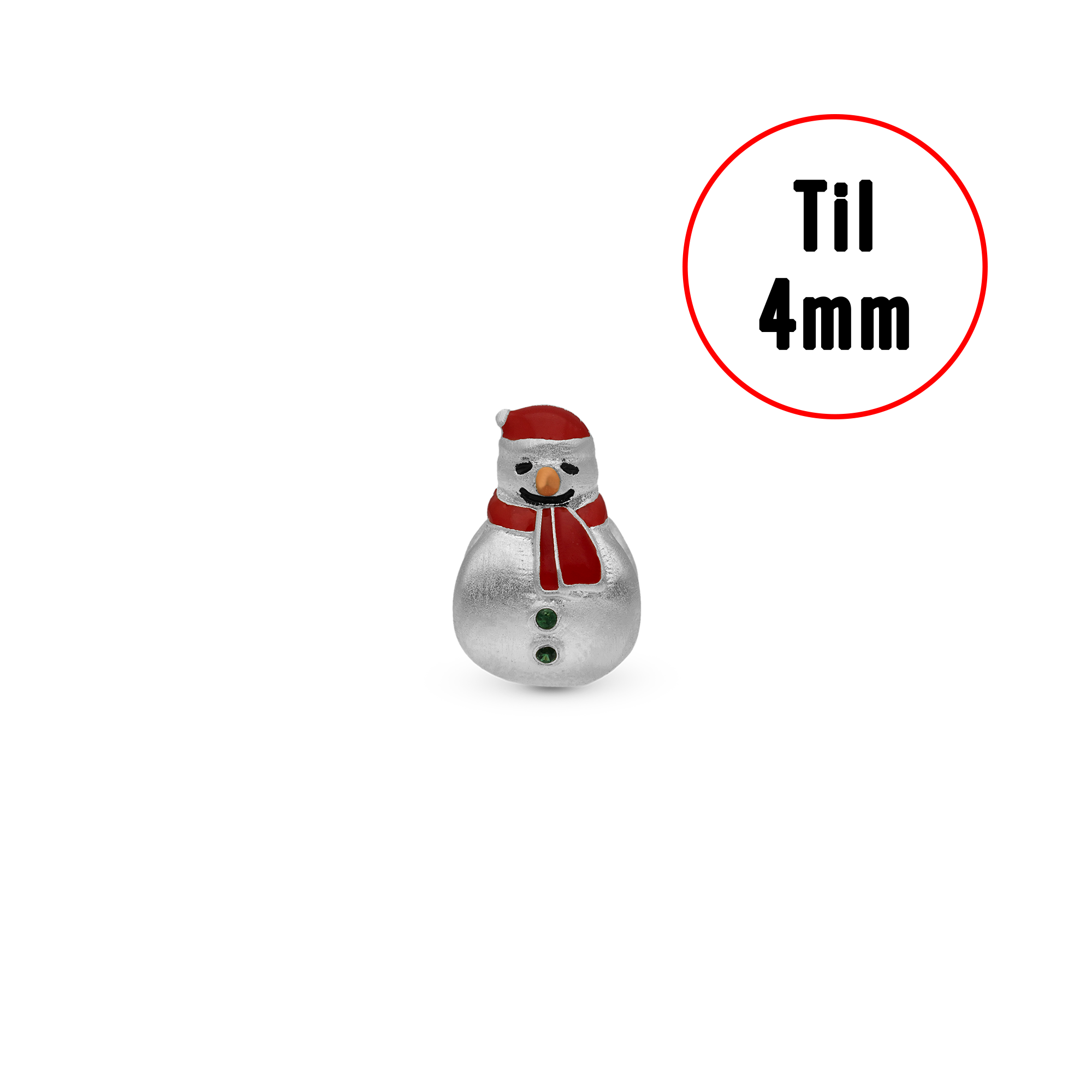 Christmas Charm Snemand - Charm 4 mm with Bracelet - Sterling Silver