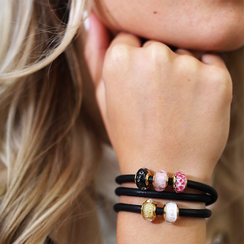 White Topas Globe Charms with sølvBracelet - CHRISTINA