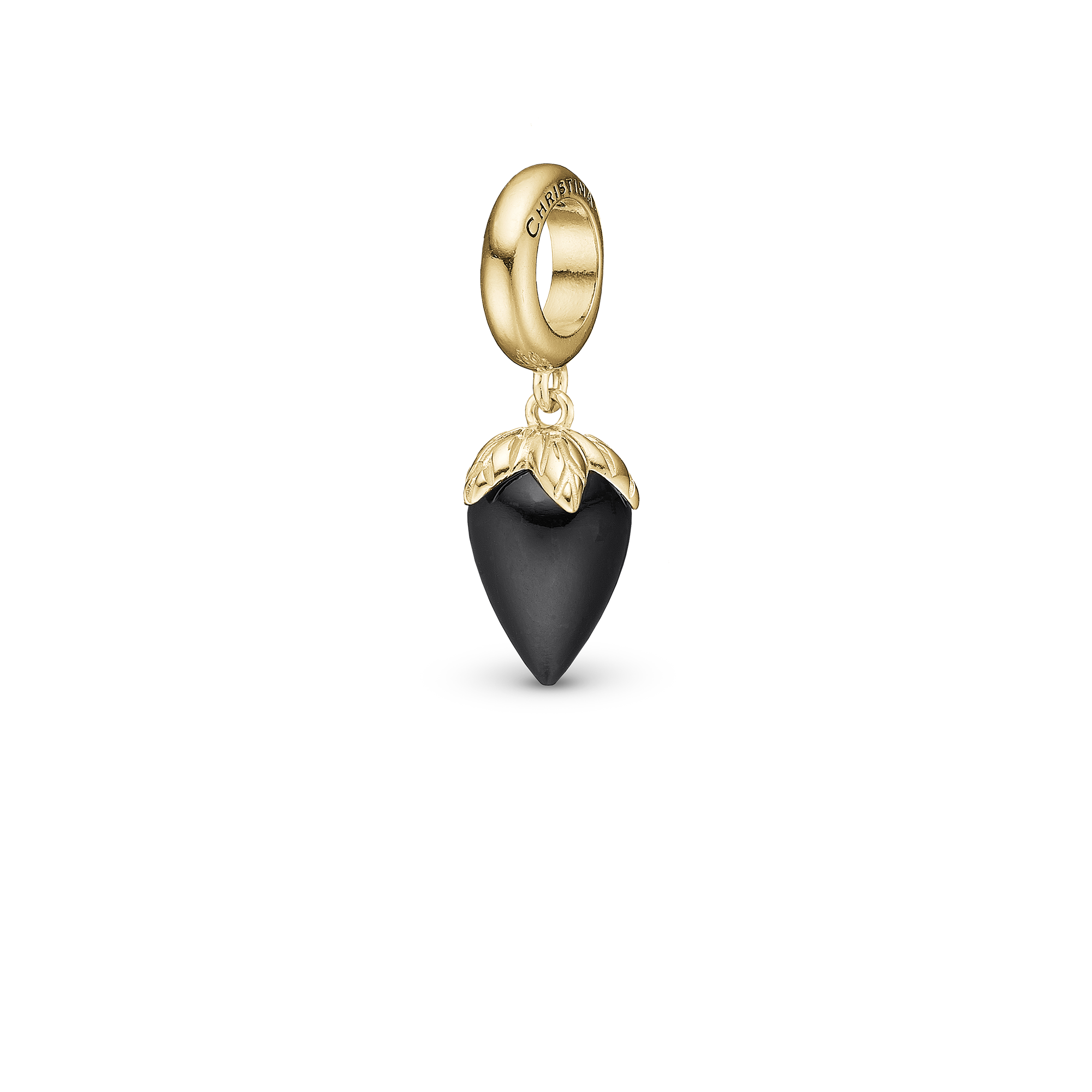 Black Chalcedony charm forgyldt Charms with sølvBracelet - CHRISTINA