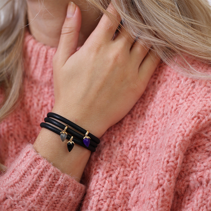 Purple Chalcedony charm forgyldt Charms with sølvBracelet - CHRISTINA