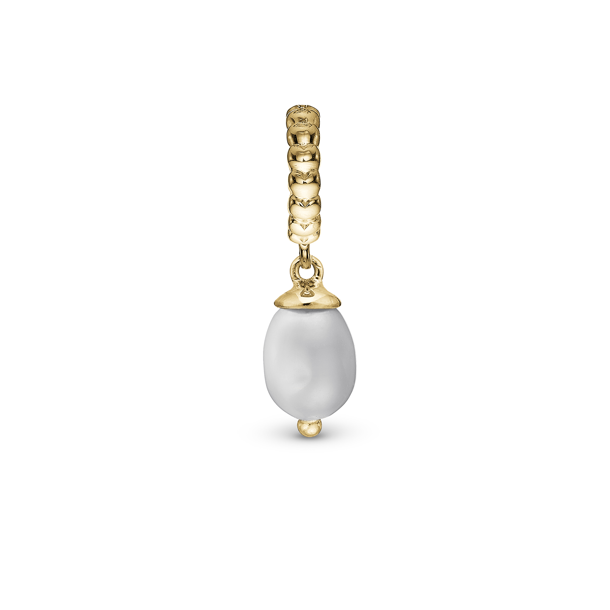 True Pearl - Drop Charm 4 mm for Bracelet - Polished Gold Plated Sterling Silver with 1 Freshwater Pearls