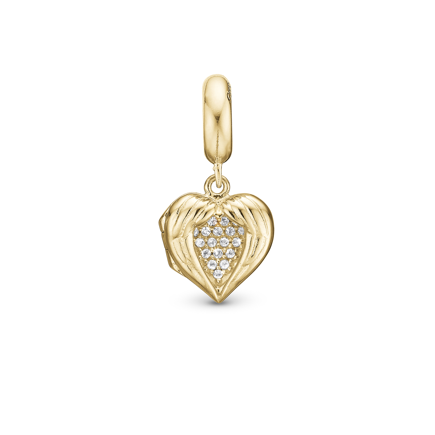 One in a Million - Dangle Charm 4 mm with Bracelet - Polished Gold-Plated Sterling Silver with 19 Cubic Zirconia