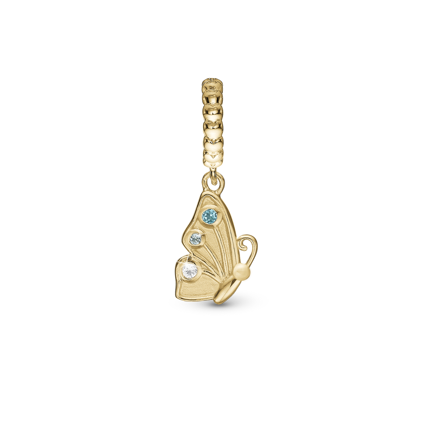 Butterfly True - Dangle Charm 4 mm with Bracelet - Polished Gold-Plated Sterling Silver with 3 Cubic Zirconia