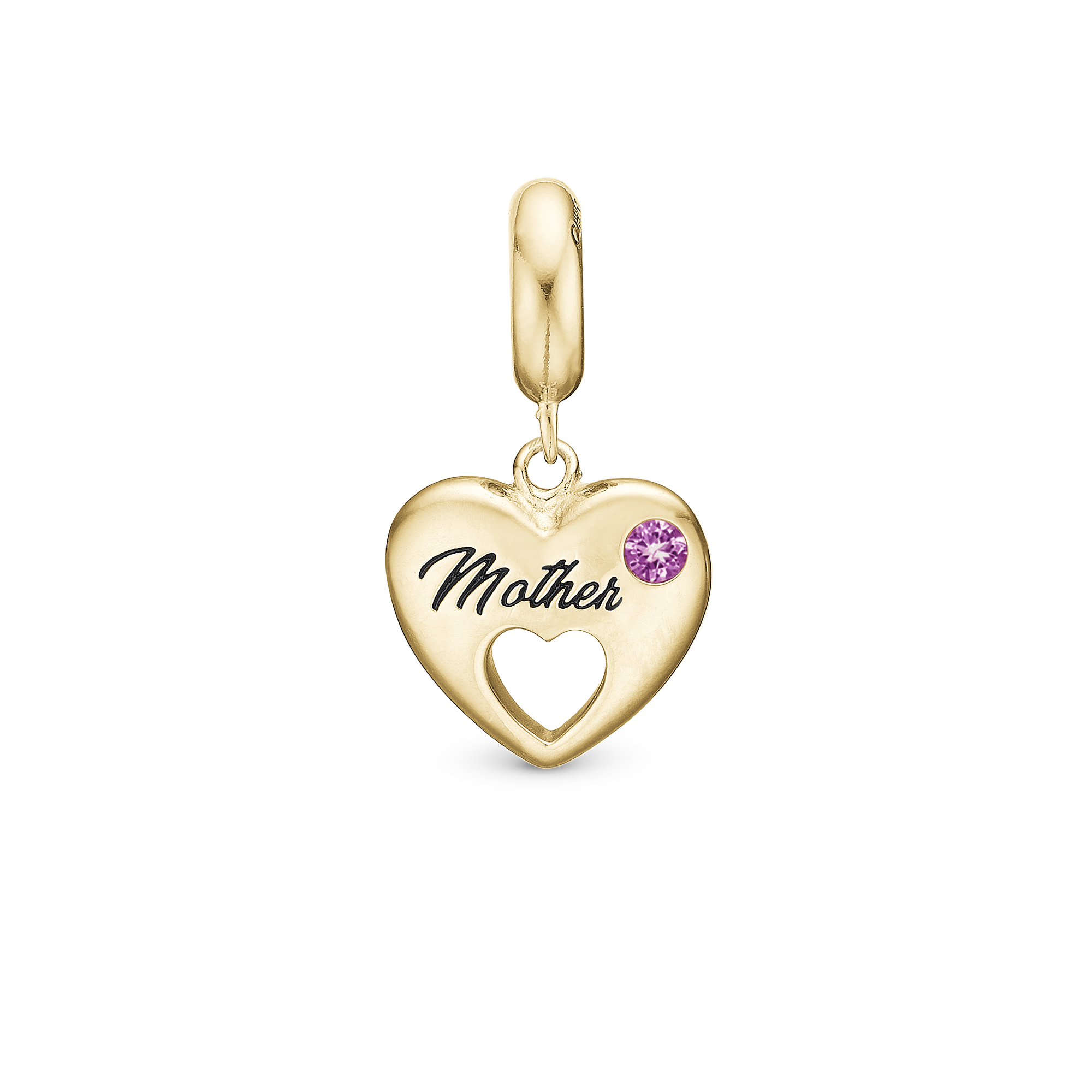 Mother - Dangle Charm 4 mm with Bracelet - Polished Gold-Plated Sterling Silver with 1 Turmalin