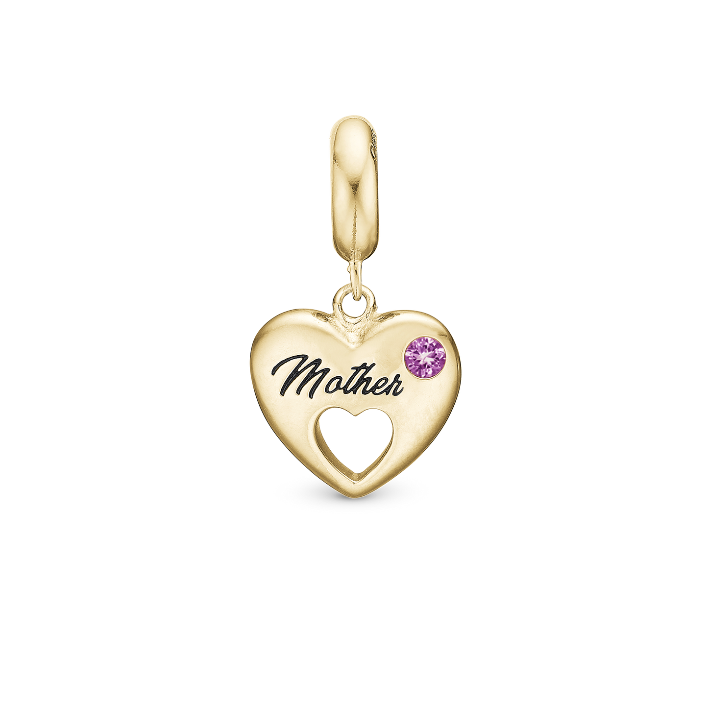 Mother - Dangle Charm 4 mm with Bracelet - Polished Gold-Plated Sterling Silver with 1 Turmalin