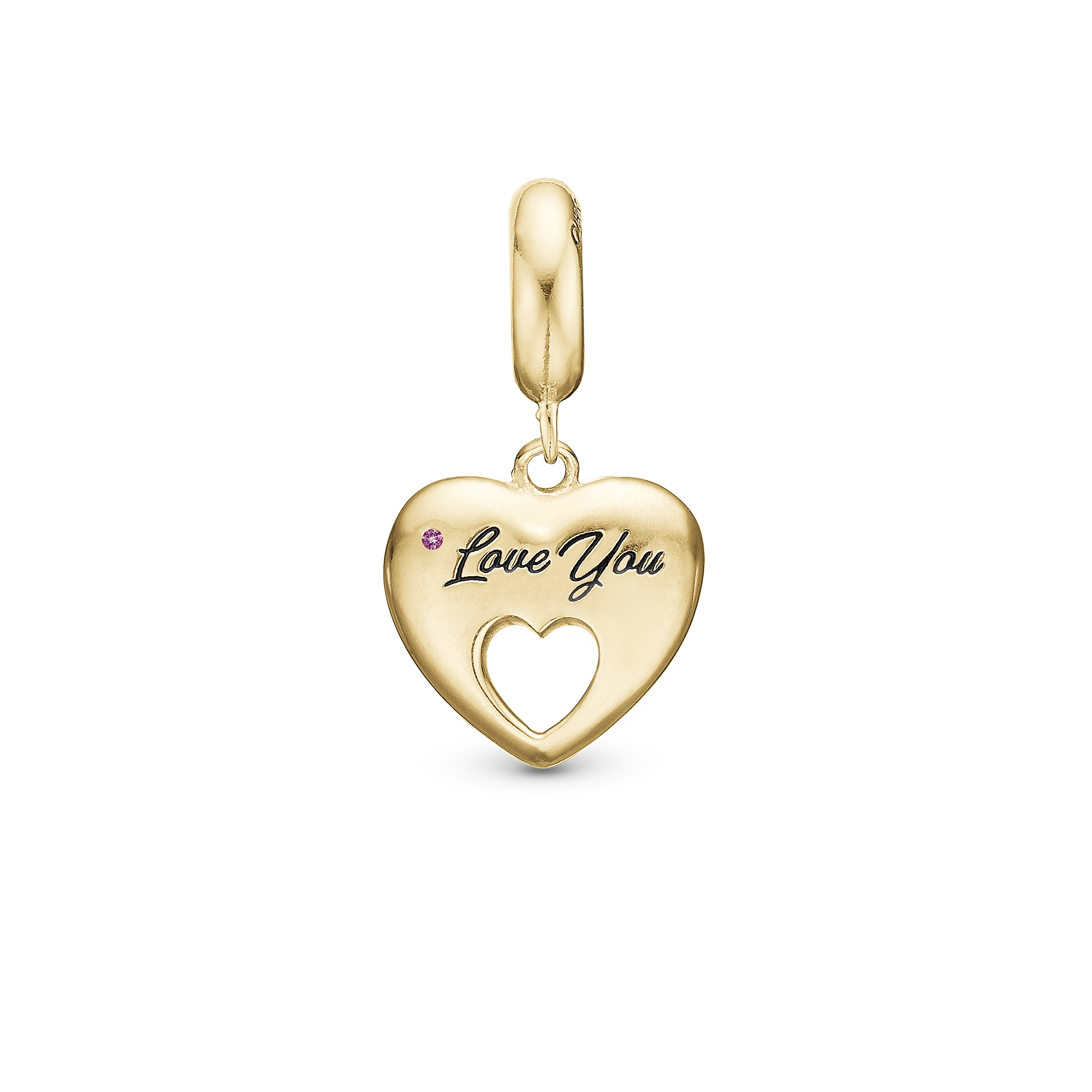 Mother - Dangle Charm 4 mm with Bracelet - Polished Gold-Plated Sterling Silver with 1 Turmalin