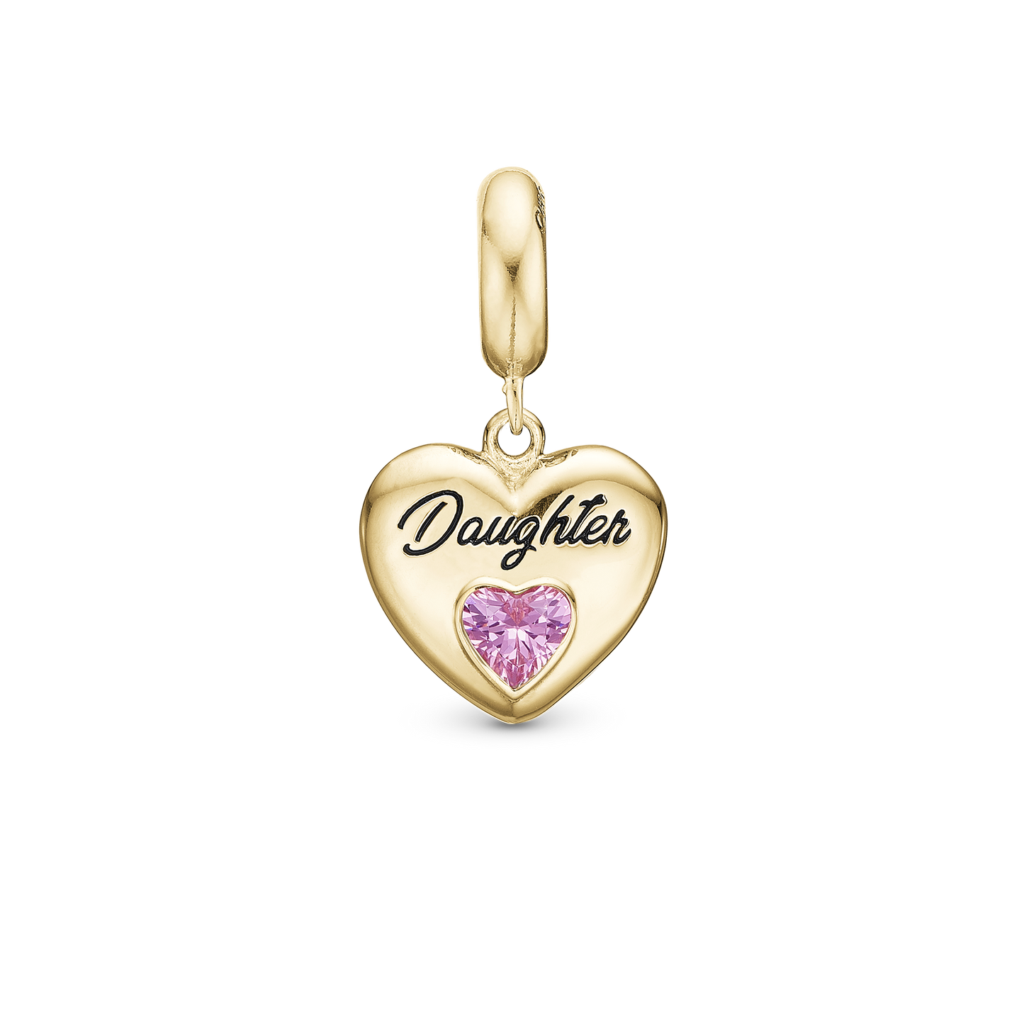 Daughter - Dangle Charm 4 mm with Bracelet - Polished Gold-Plated Sterling Silver with 3 Turmalin