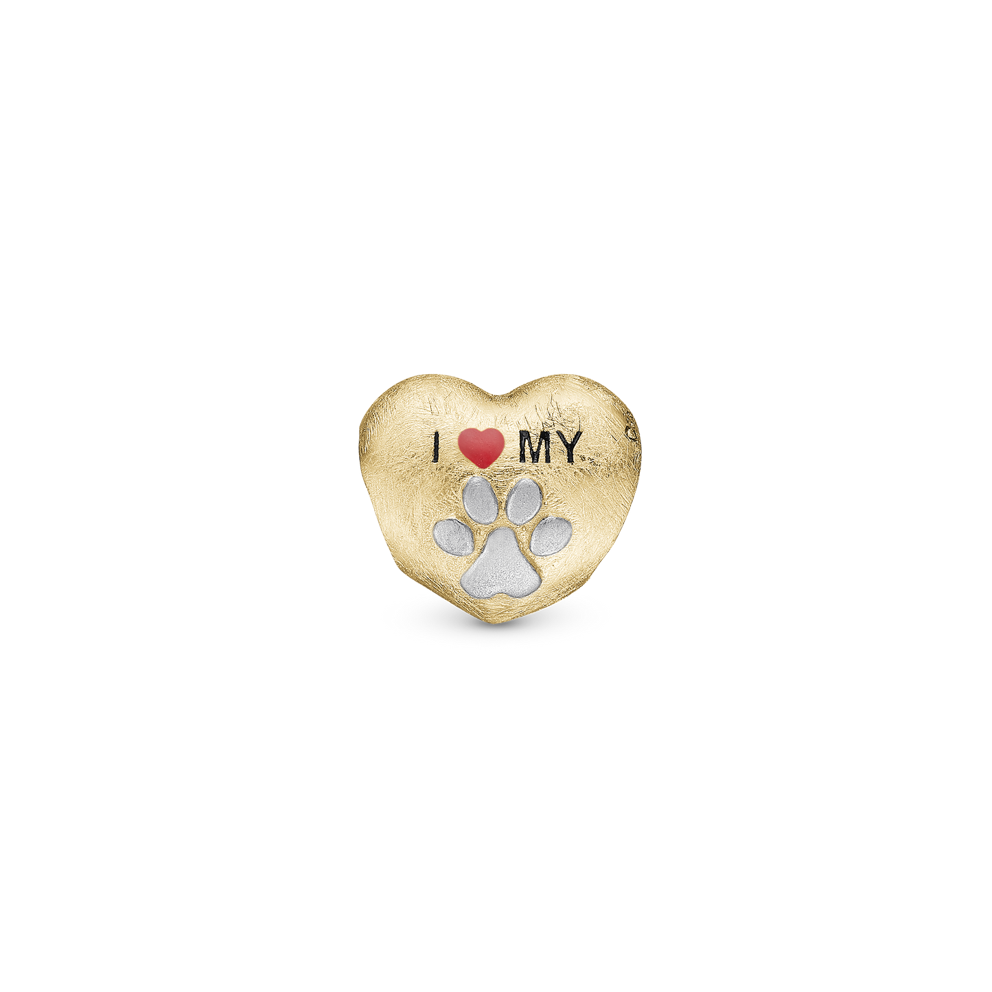 I Love my Pet - Charm 4 mm for Bracelet - Satin Gold Plated Sterling Silver