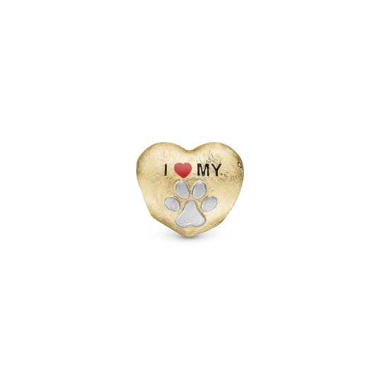 I Love my Pet - Charm 4 mm for Bracelet - Satin Gold Plated Sterling Silver
