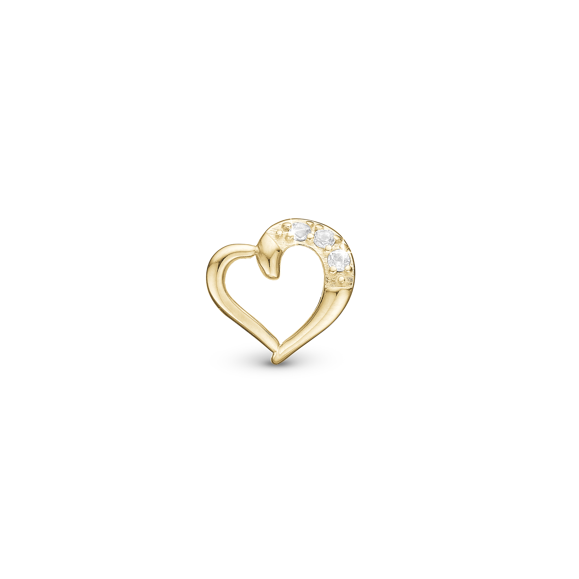 Love Bigy - Charm 4 mm for Bracelet - Polished Gold Plated Sterling Silver with 3 Cubic Zirkonia