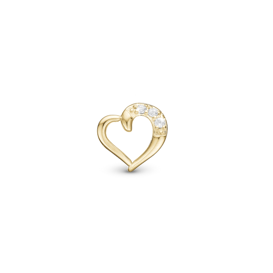 Love Bigy - Charm 4 mm for Bracelet - Polished Gold Plated Sterling Silver with 3 Cubic Zirkonia