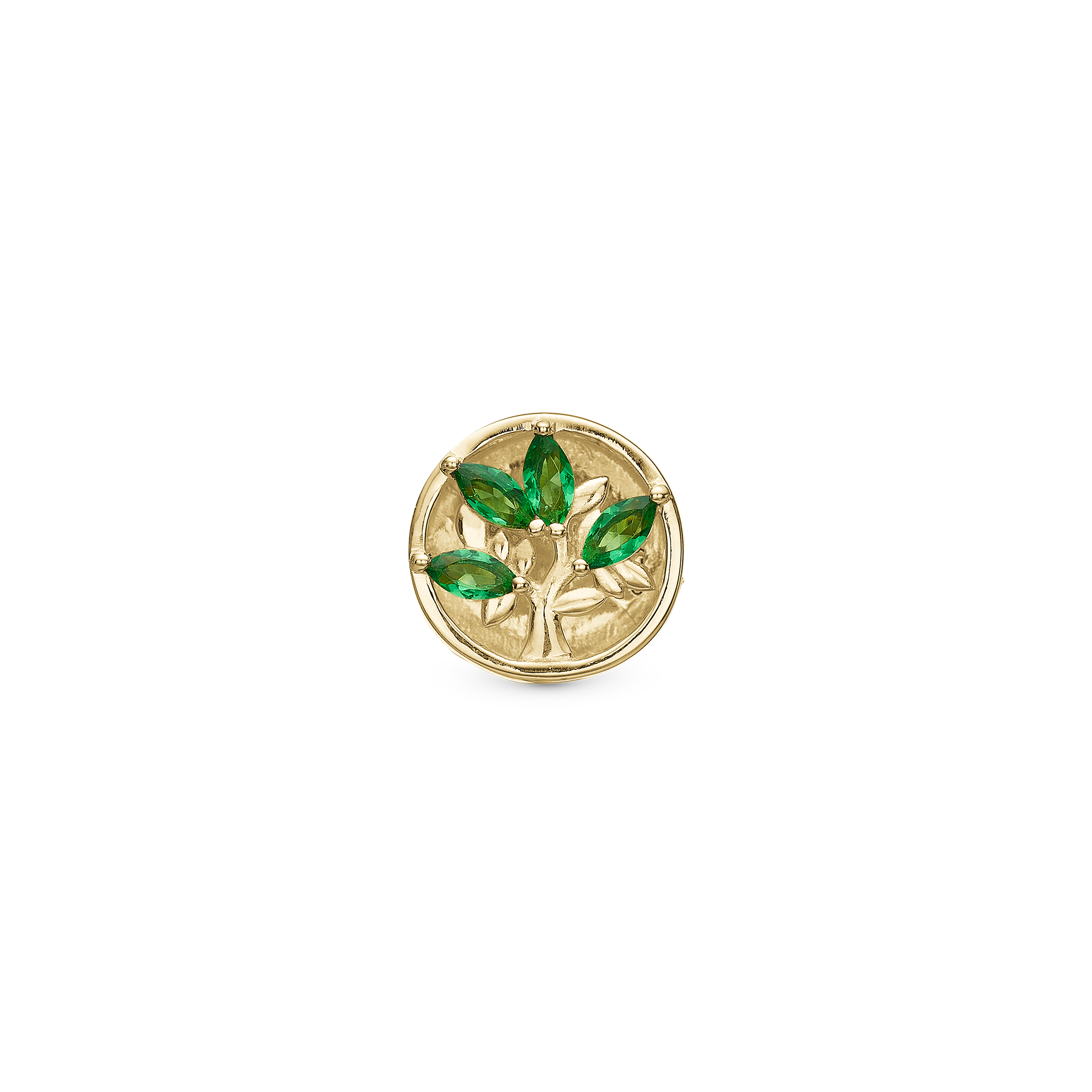 Green Life - Charm 4 mm with Bracelet - Gold-Plated Sterling Silver with 4 Cubic Zirconia