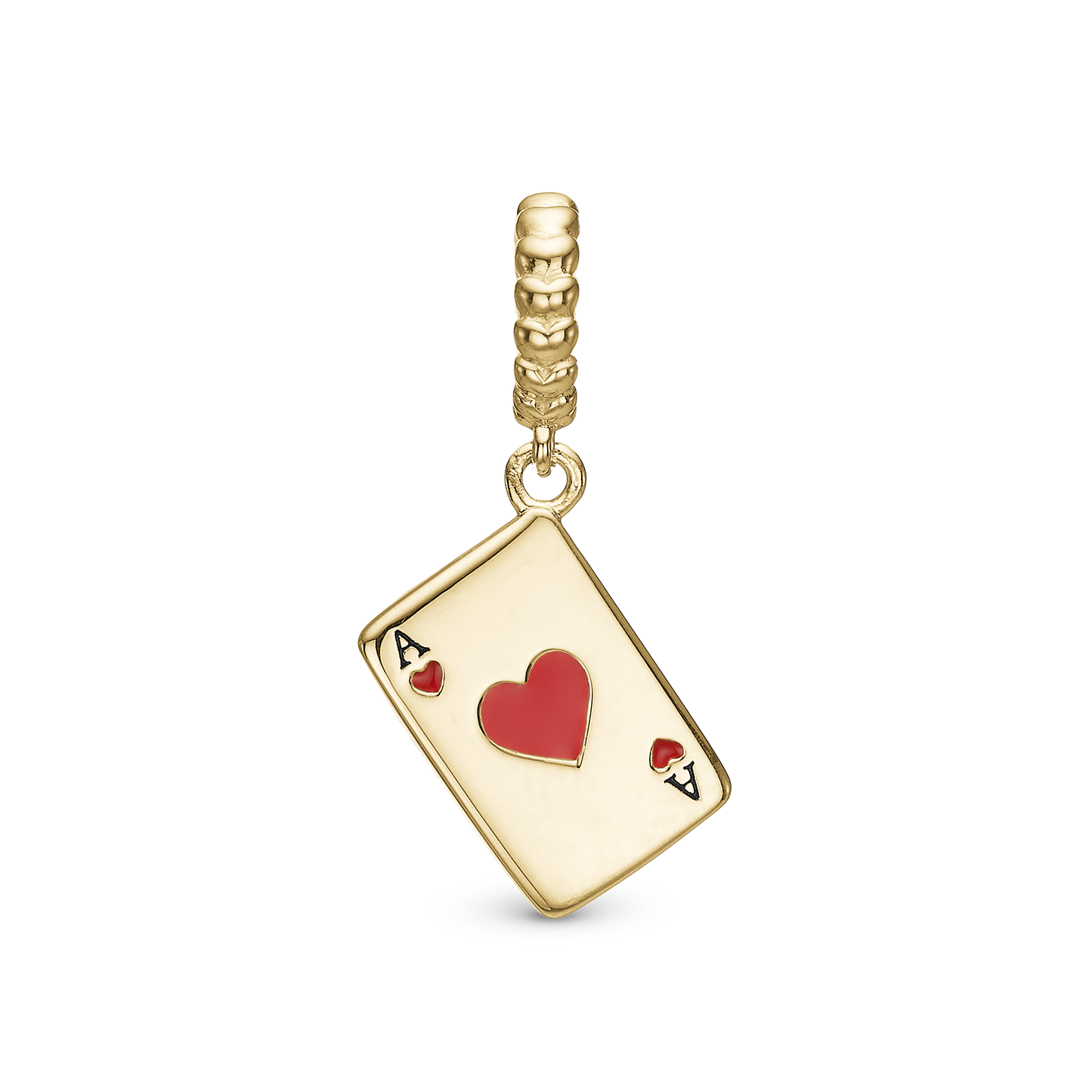 Ace of Hearts - Dangle Charm 4 mm with Bracelet - Gold-Plated Sterling Silver
