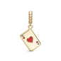 Ace of Hearts - Dangle Charm 4 mm with Bracelet - Gold-Plated Sterling Silver