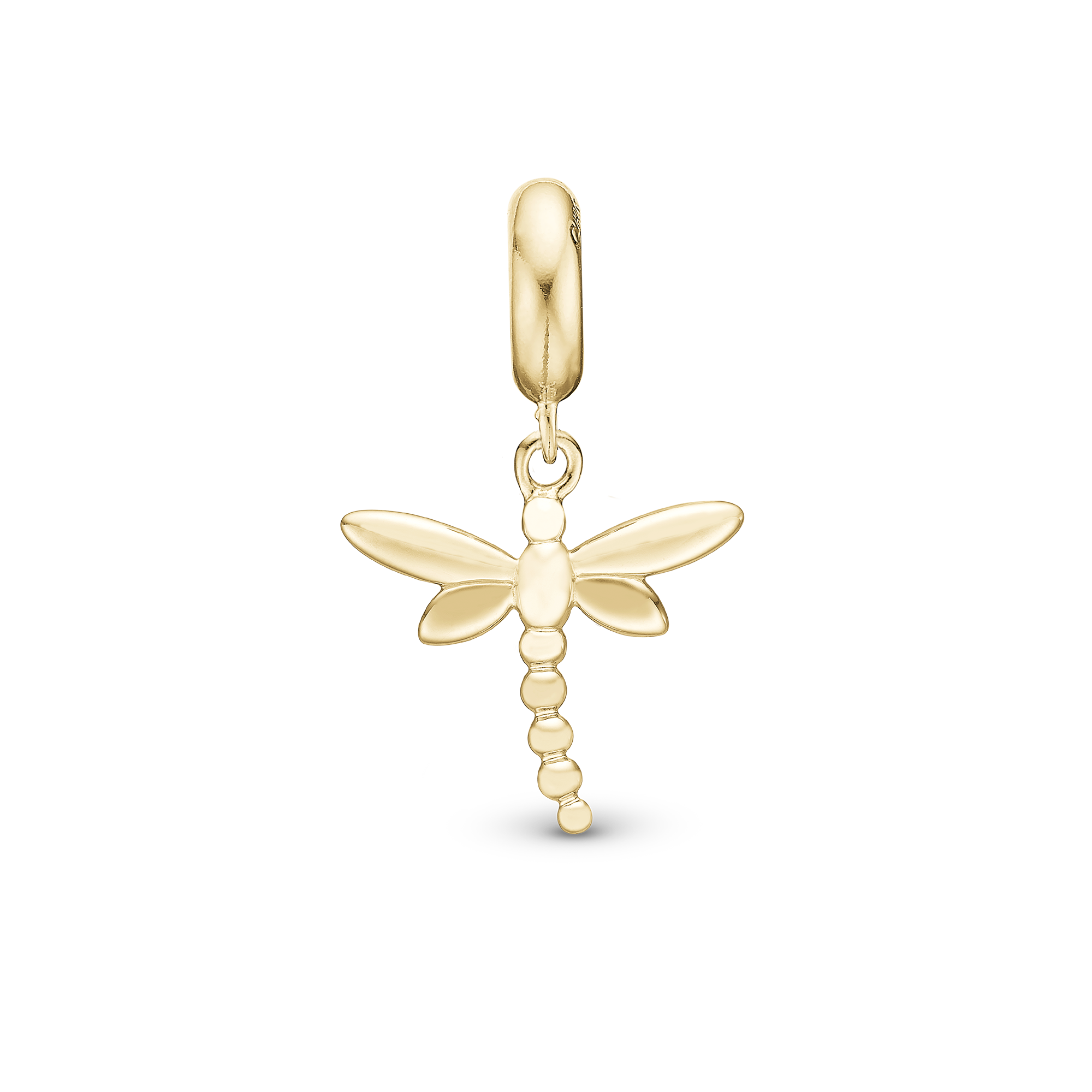 Dragonfly - Drop Charm 4 mm for Bracelet - Gold Plated Sterling Silver