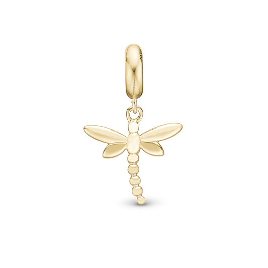Dragonfly - Drop Earring Charm 4 mm for Bracelet - Gold Plated Sterling Silver