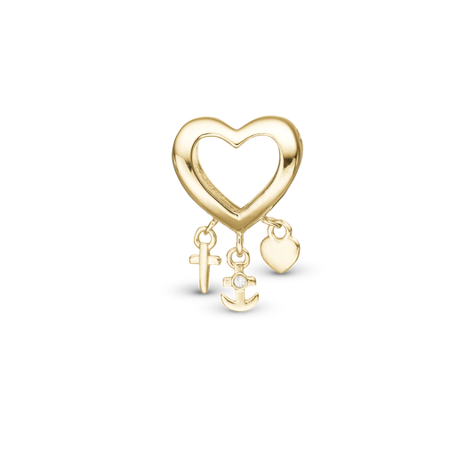 My Faith, Hope & Love - Charm 4 mm for Bracelet - Gold Plated Sterling Silver
